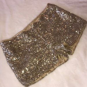 Mustard Seed gold sequin shorts